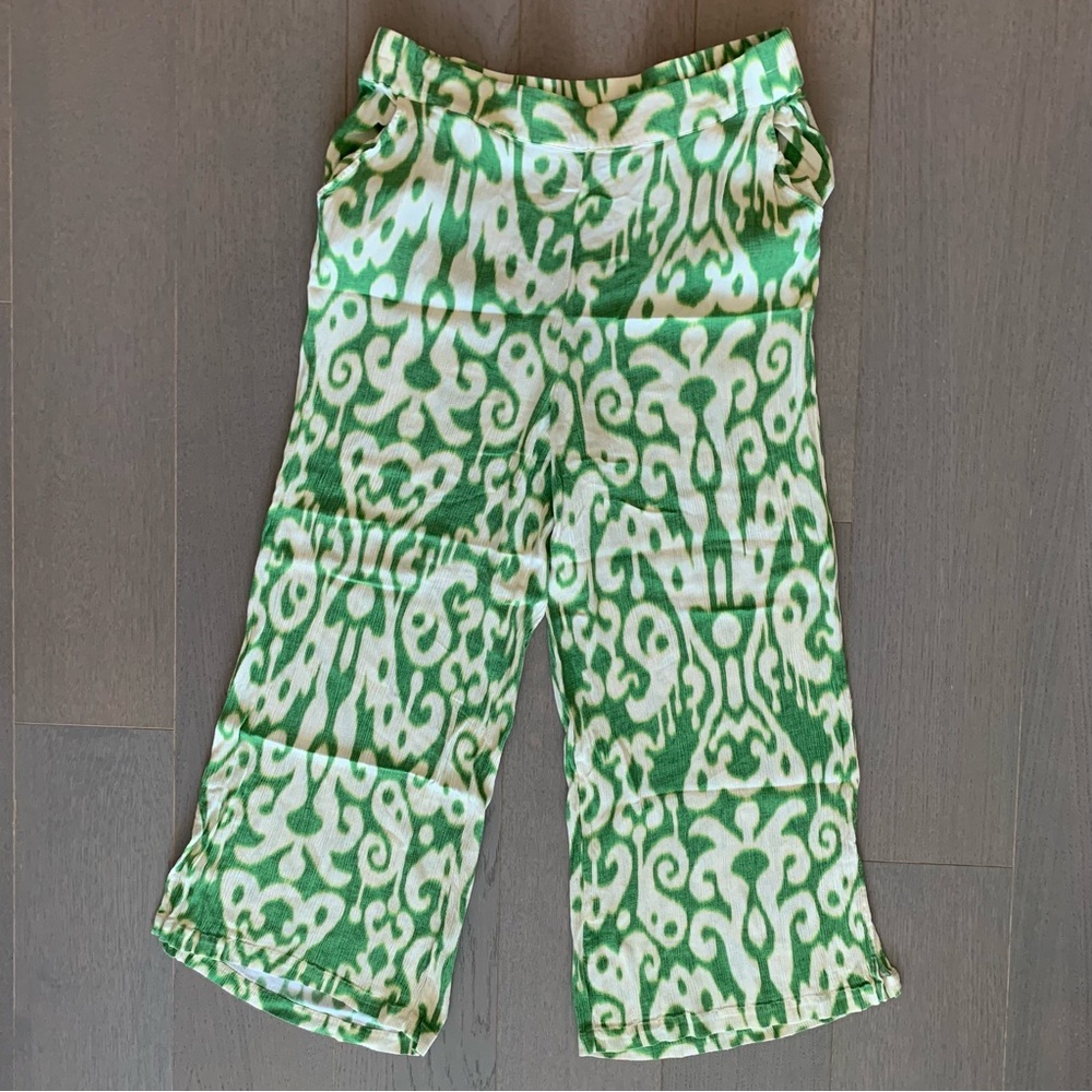 Rose & Olive Beige & Green Print Pants